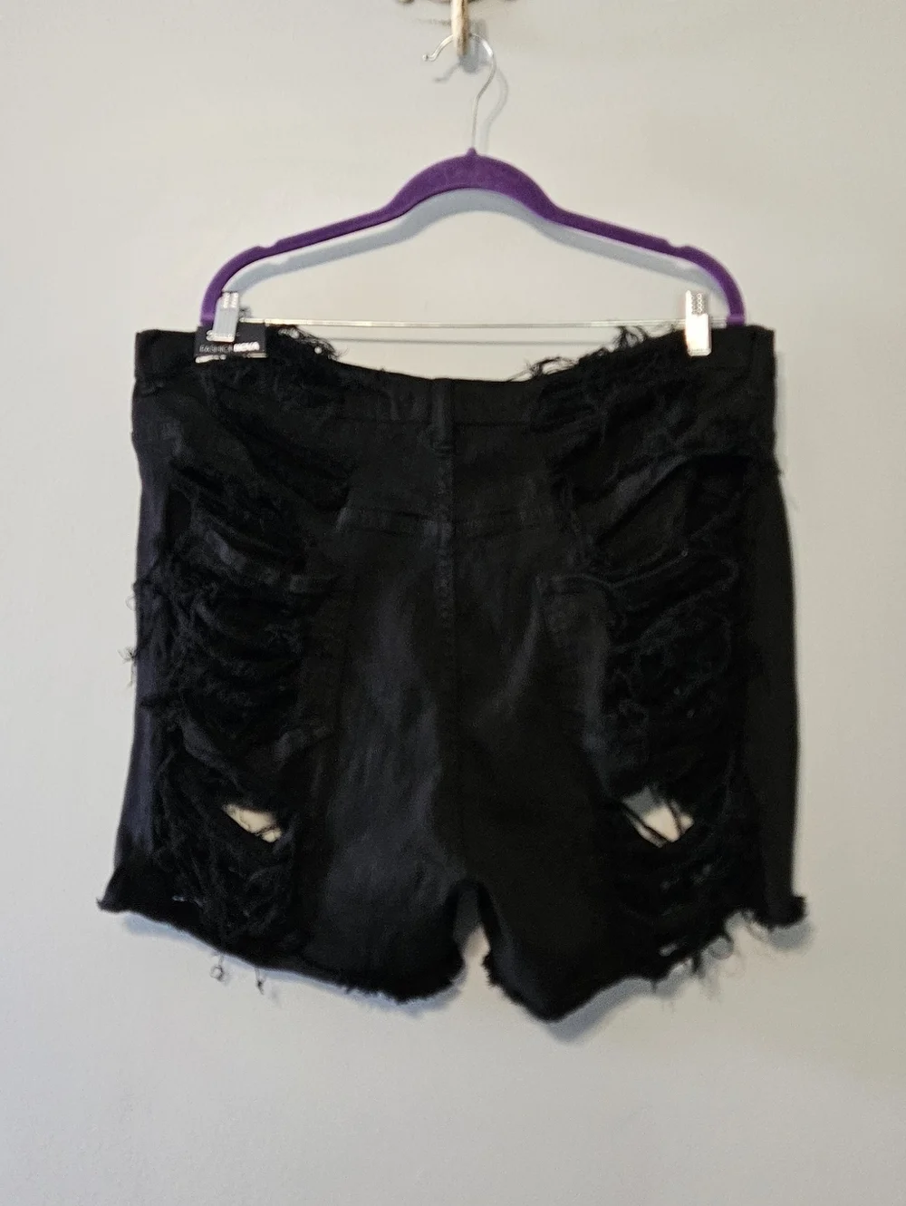 NWT Fashion Nova Black Distressed Denim Shorts